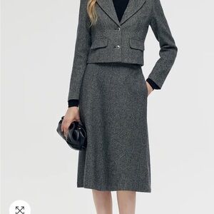 Ralph Lauren Grey Wool Maxi Skirt